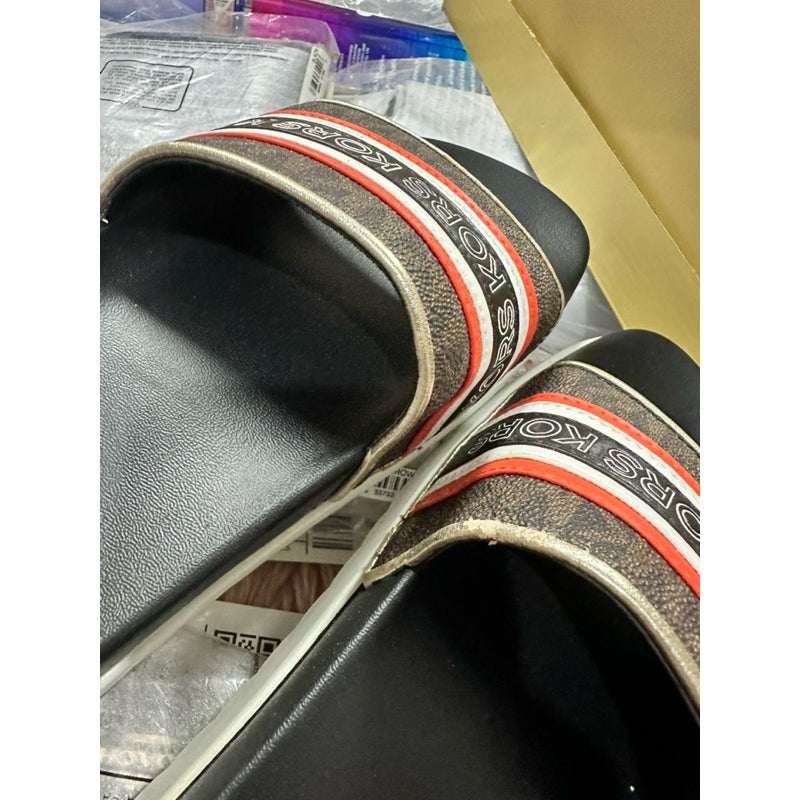 SALE! MK with flaw Tyra Logo Tape Slides Sandals