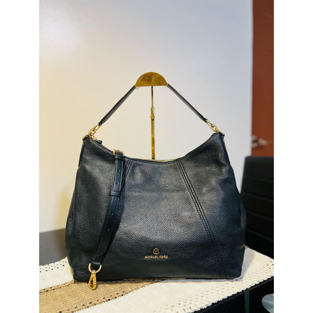 ORIG Preloved MK Sienna Large Logo Shoulder Bag Black