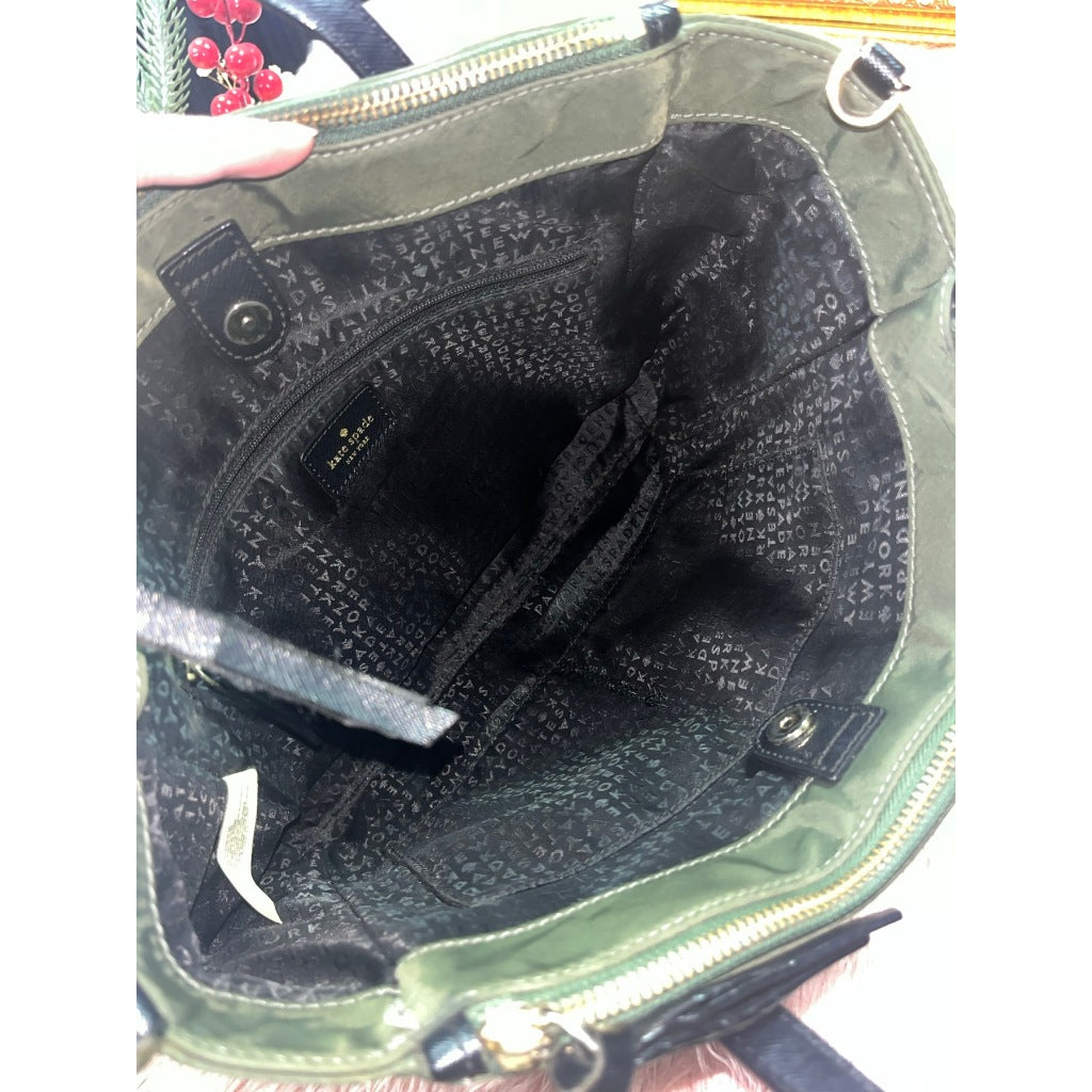 ORIG Preloved KS Dawn Medium Satchel Nylon Bag Olive Green