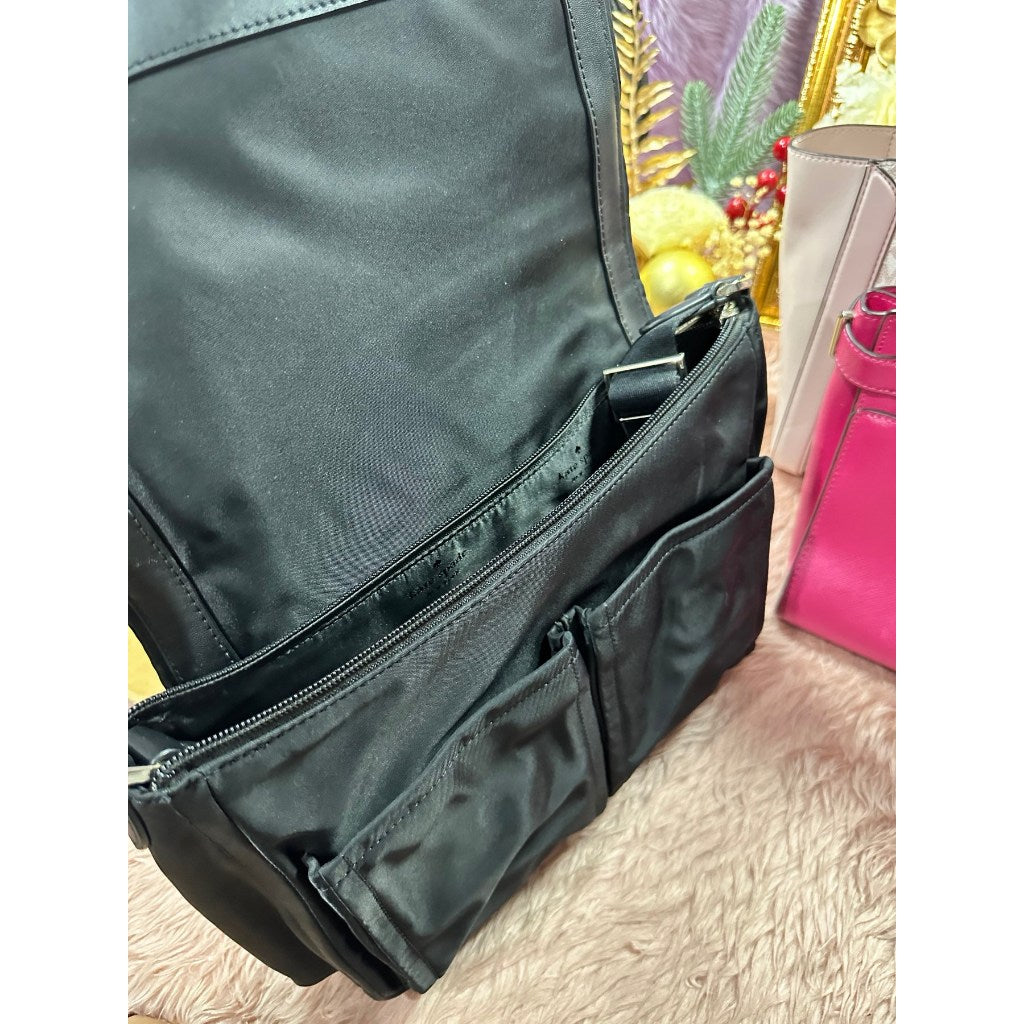 ORIG Preloved KS Chelsea Messenger Black Nylon Bag