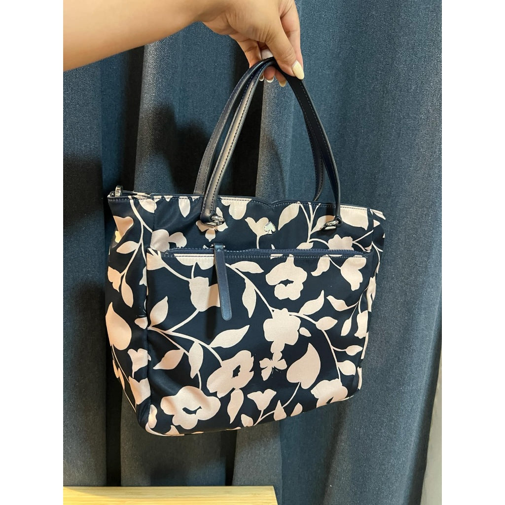 ORIG Preloved KS Jae Garden Floral Vine Medium Satchel Nylon Bag
