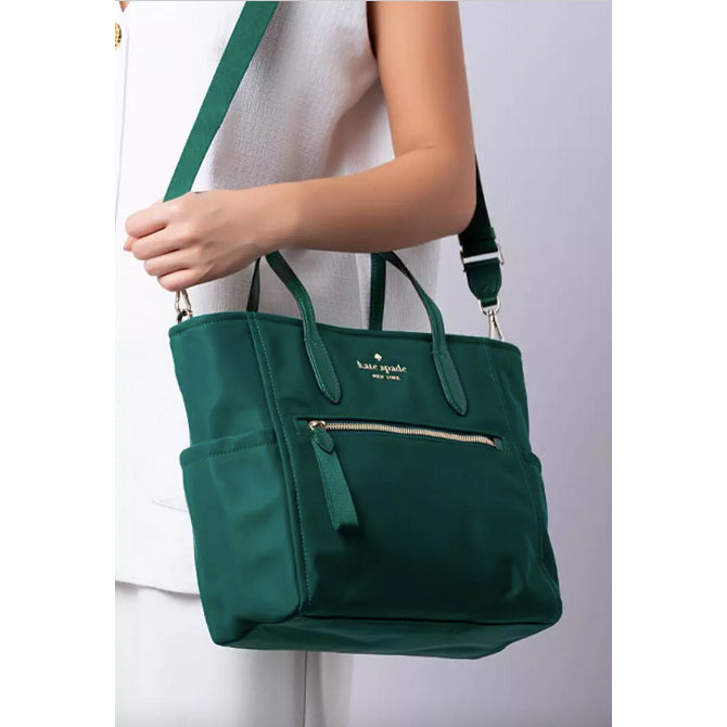 ORIG Preloved KS Chelsea Medium Satchel Nylon Bag Deep Jade Green