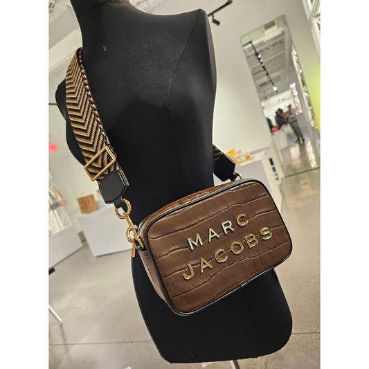 ORIG & IMPORTED MJ Croc-Embossed Flash Crossbody Camera Bag in Dark Brown