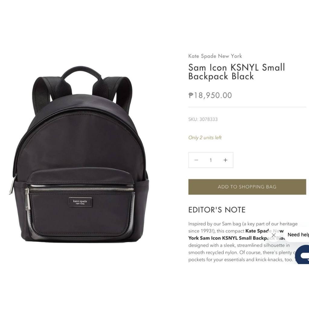 ORIG & IMPORTED Preloved KS Retail Sam Icon Small Nylon Backpack Black