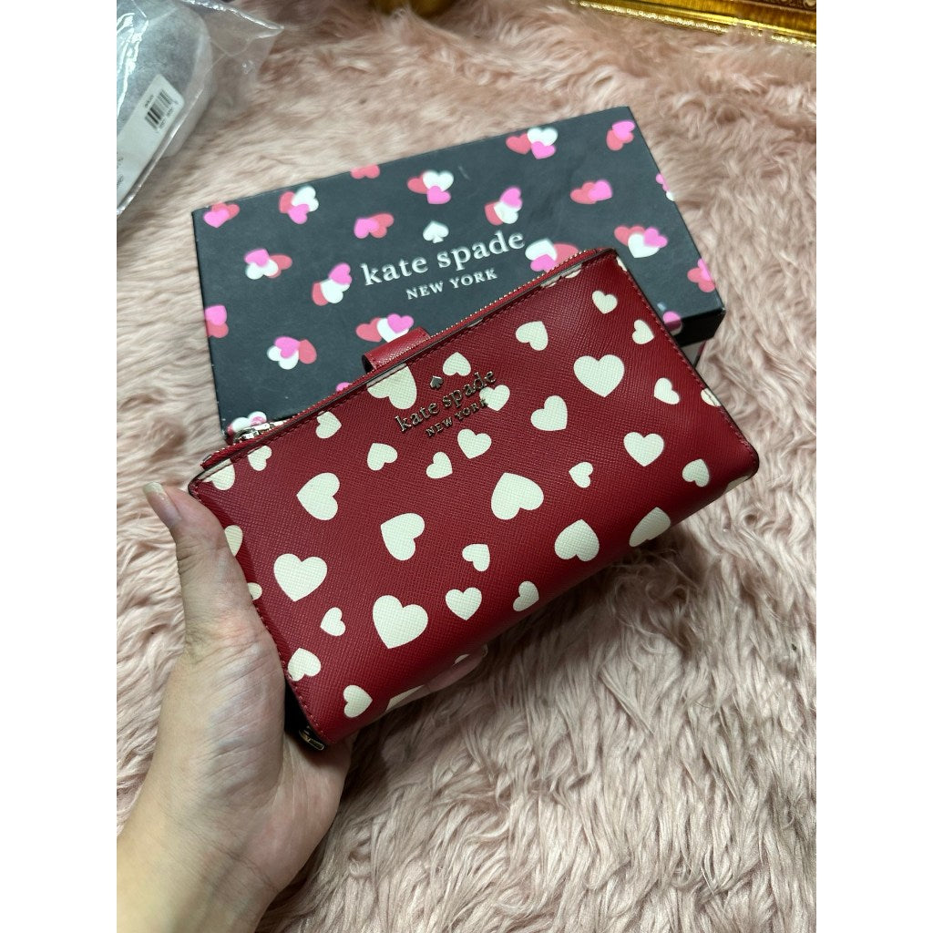 ORIG & IMPORTED Preloved KS Staci Heart Pop Printed Boxed Phone Wristlet Red Long Wallet