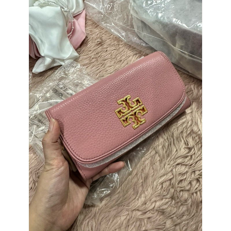 ORIG & IMPORTED TB Pink Leather Britten Duo Continental Long Phone Wallet