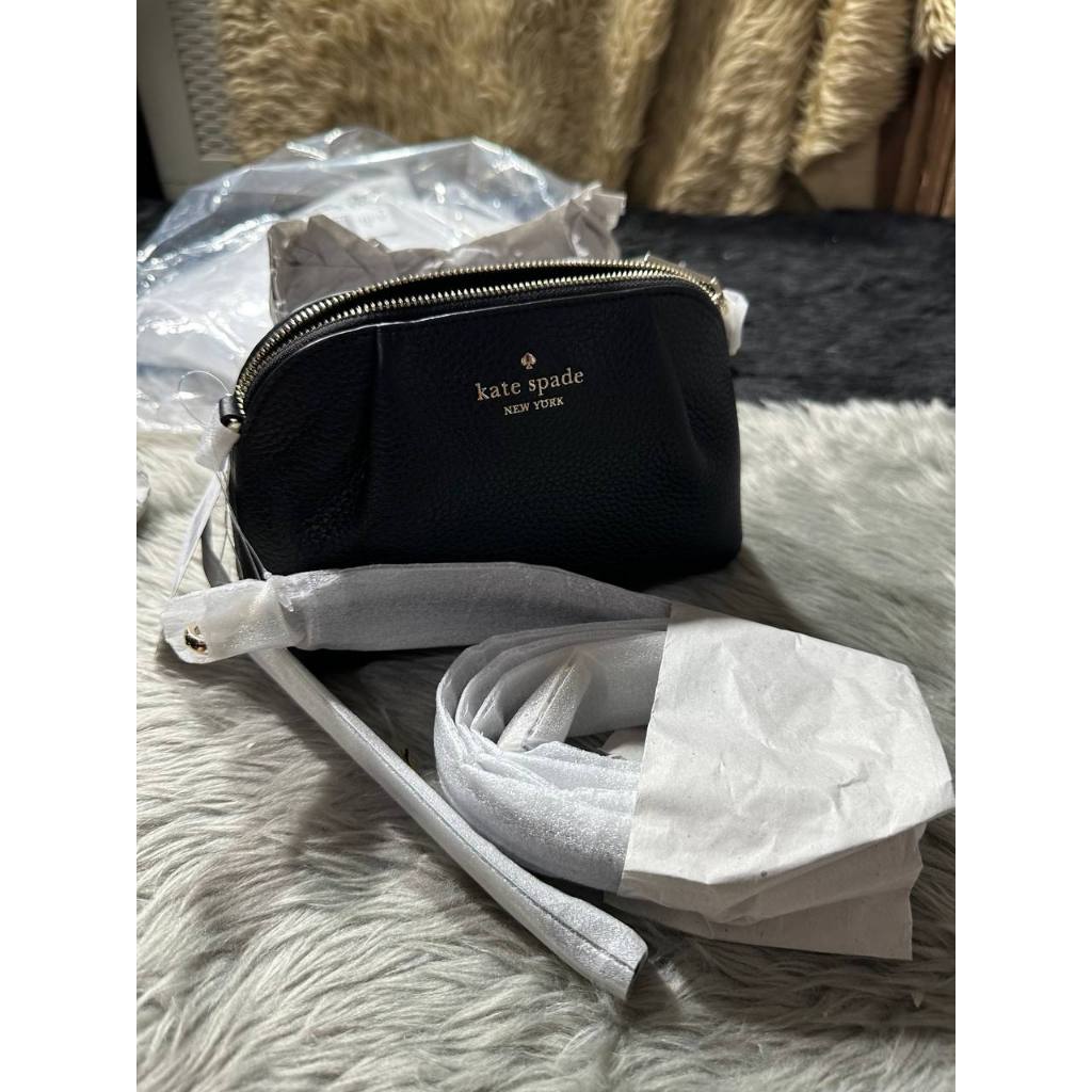 ORIG & IMPORTED KS Dumpling Convertible Small Crossbody Wristlet Bag Black Brown