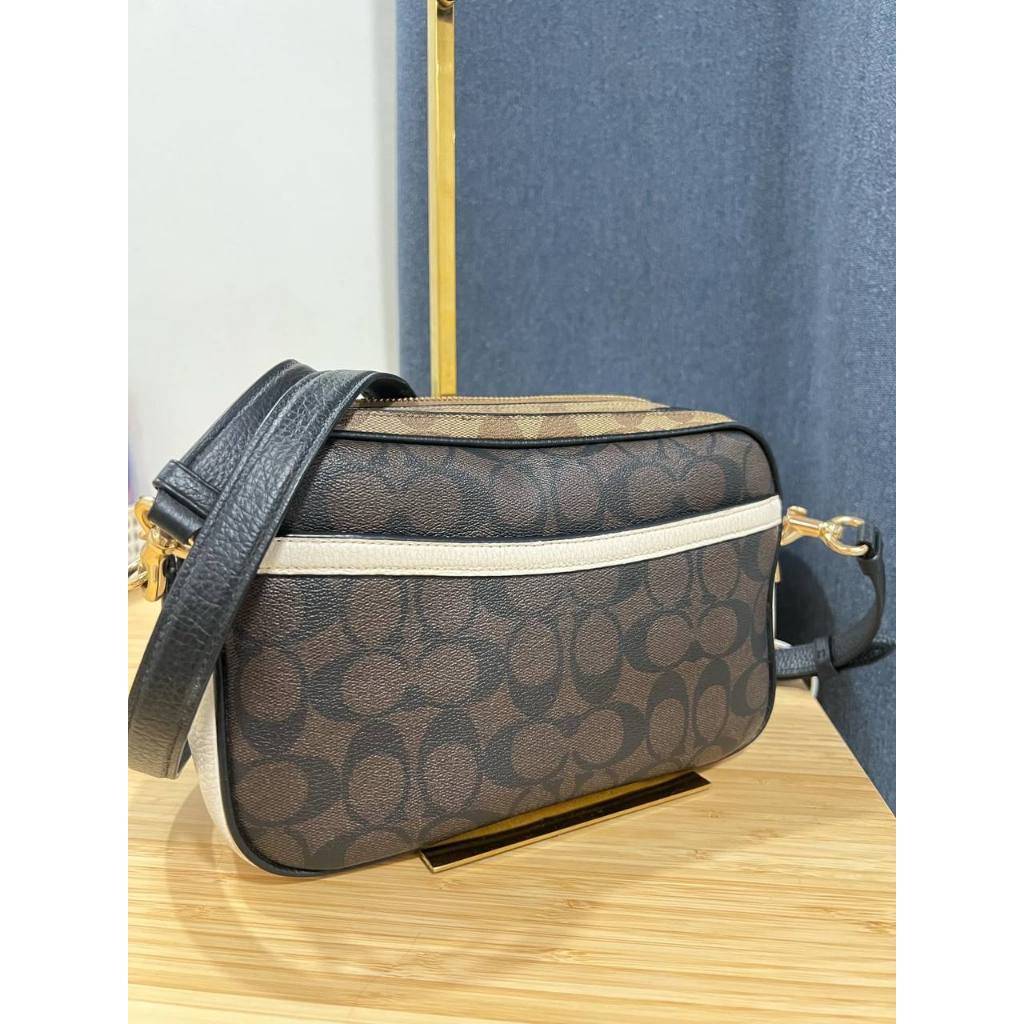 ORIG Preloved CCH RARE Jes Crossbody In Blocked Signature Canvas Brown Bag