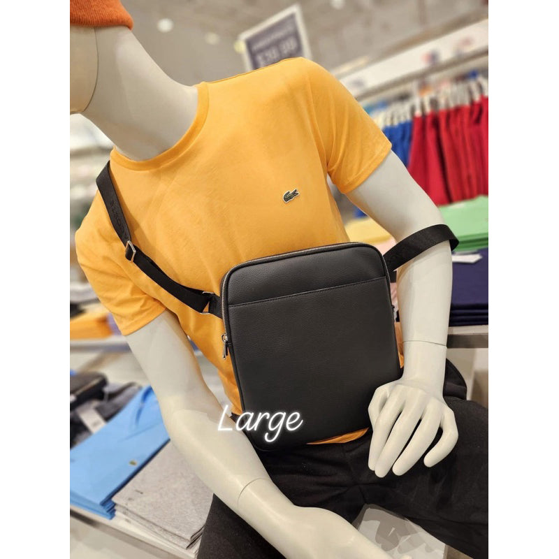 ORIG & IMPORTED LCT L Flat Crossover Men Leather Bag Black