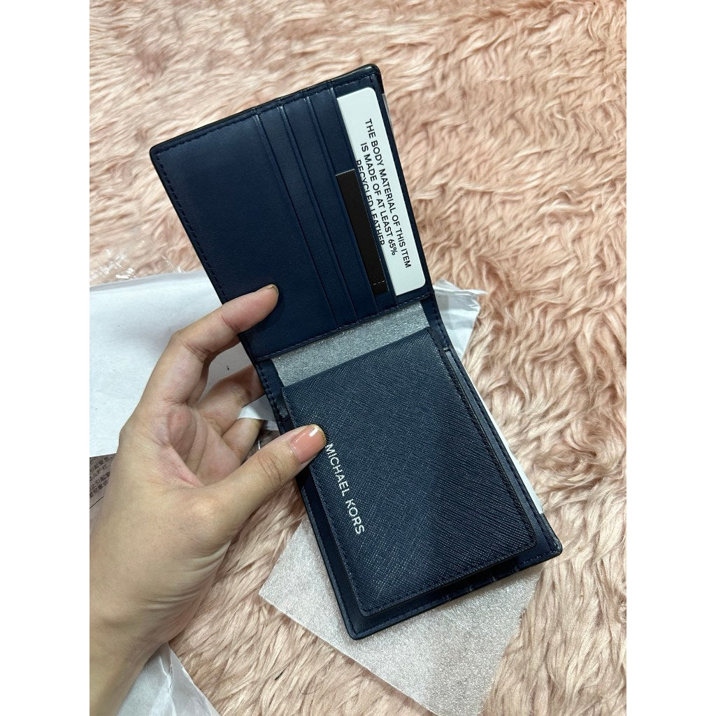 ORIG & IMPORTED MK Rivington Leather Billfold Men's Wallet with Passcase Navy Blue