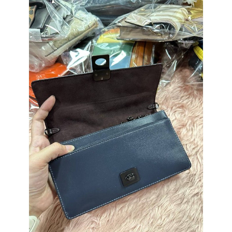 ORIG & IMPORTED CCH Hutton Clutch With Colorblock Quilting Chain Beige Black Bag