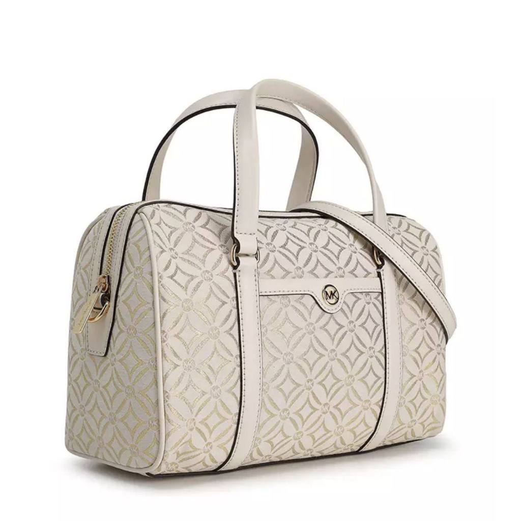 ORIG & IMPORTED MK Medium Duffle Satchel Bag Glitter Vanilla White