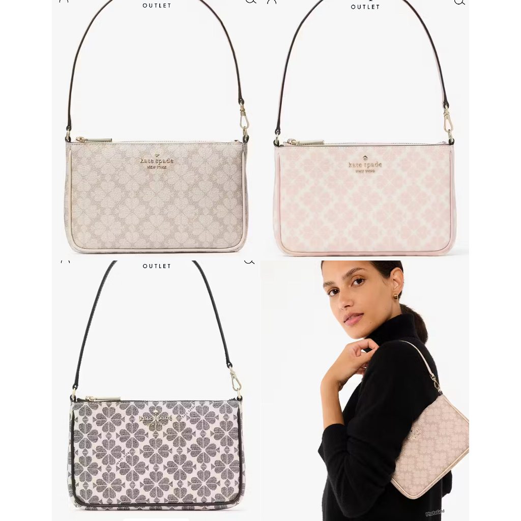 ORIG & IMPORTED KS Leila Spade Flower Convertible Wristlet Small Bag Beige/Black/Pink