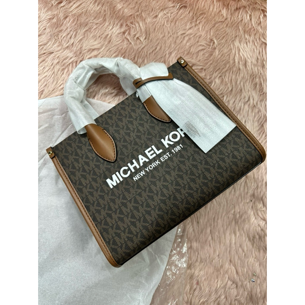 ORIG & IMPORTED MK Mirella Small Logo Crossbody Bag Brown White vanilla