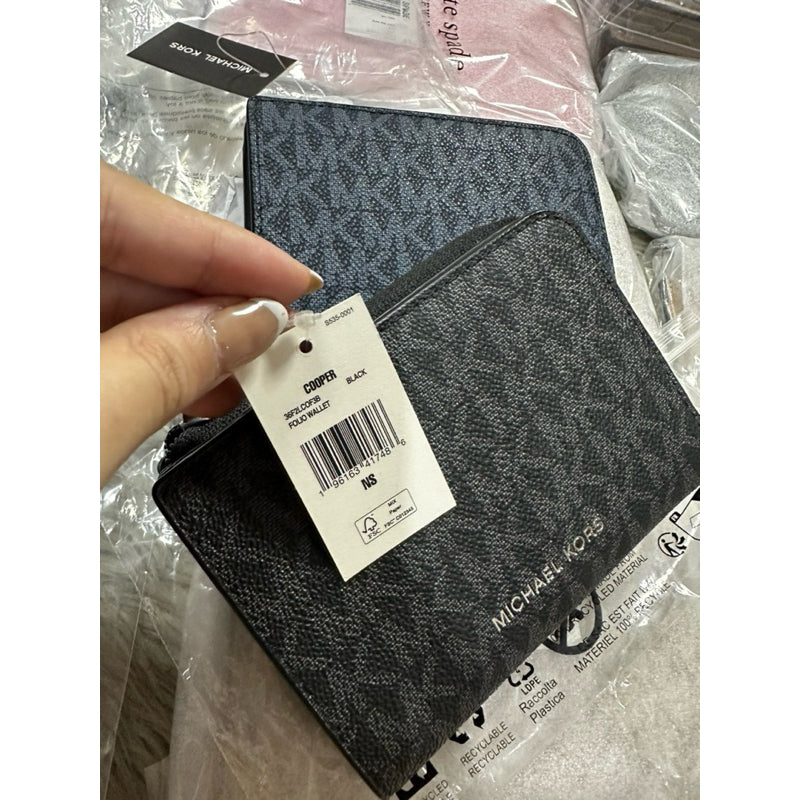 ORIG & IMPORTED MK Cooper Signature Logo Folio Men’s Coin Bifold Wallet blue black