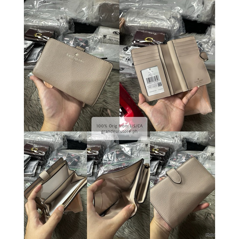ORIG & IMPORTED KS Lena Pebbled Medium Compact Bifold Wallet Black Brown Green Beige