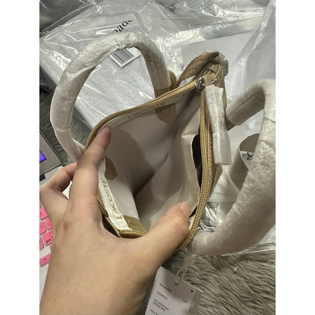 ORIG & IMPORTED LCT Women's Concept Petit Piqué Coated Canvas Mini Zip Tote Bag Beige