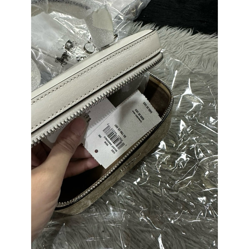 ORIG & IMPORTED CCH Small Train Case Crossbody Bag in Light Khaki/White