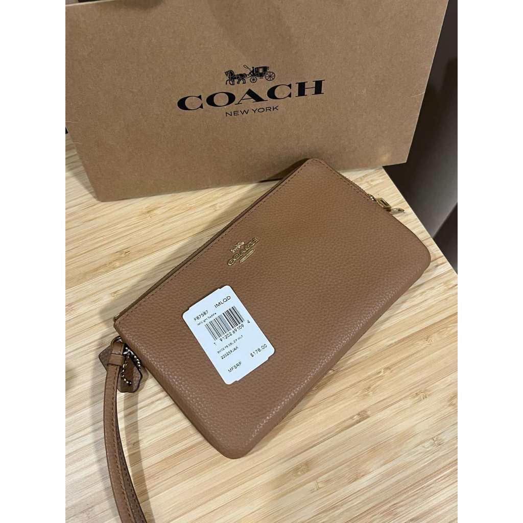 ORIG Preloved CCH Large Double Zip Wallet Wristlet Brown Saddle