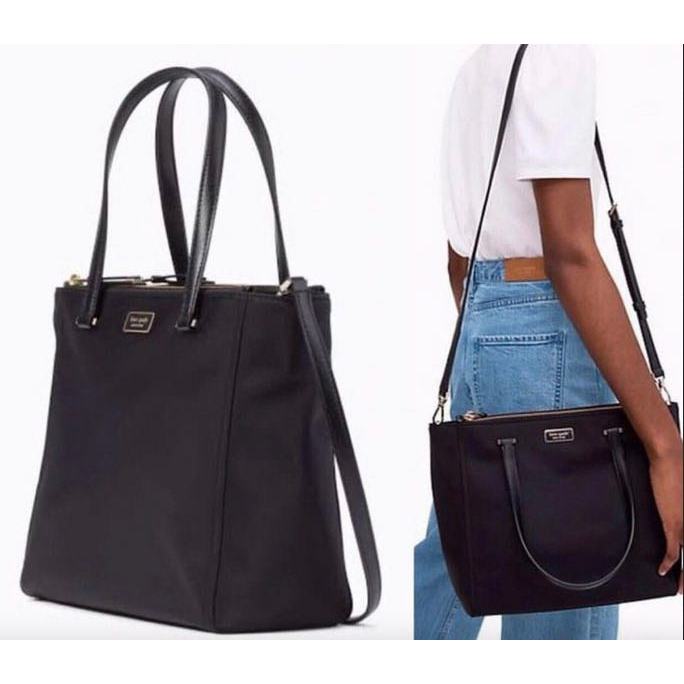 ORIG Preloved KS Dawn Medium Satchel Double zip Nylon Bag Black