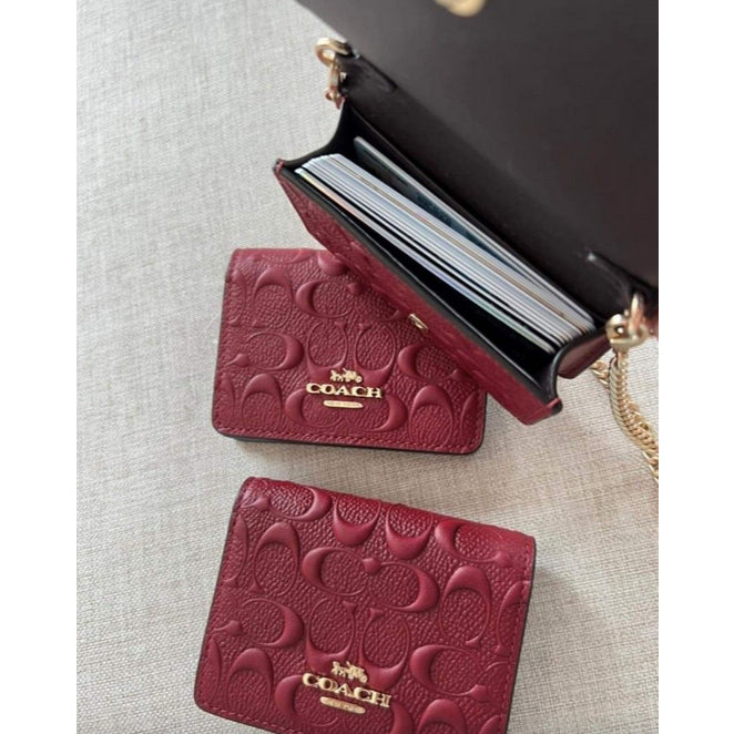 ORIG & IMPORTED CCH Mini Wallet On A Chain MWOC In Signature Leather Red