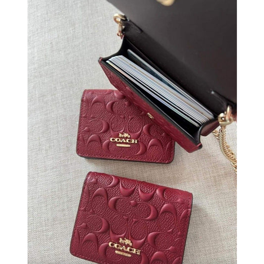 ORIG & IMPORTED CCH Mini Wallet On A Chain MWOC In Signature Leather Red