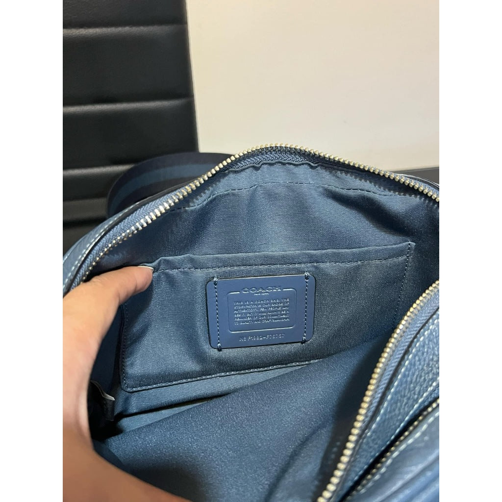 ORIG Preloved CCH Jes Crossbody Medium Double Zip Crossbody Blue Bag with Horse And Carriage