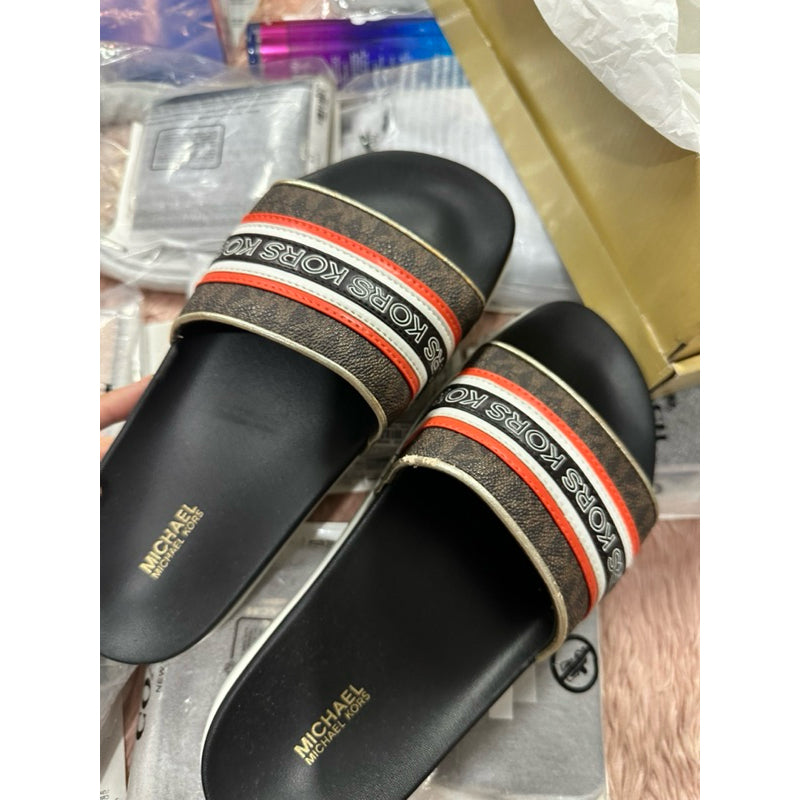 SALE! MK with flaw Tyra Logo Tape Slides Sandals