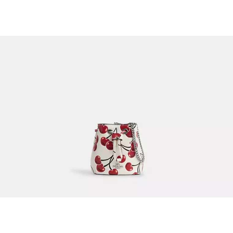ORIG & IMPORTED CCH Drawstring Wristlet White Wallet With Cherry Print