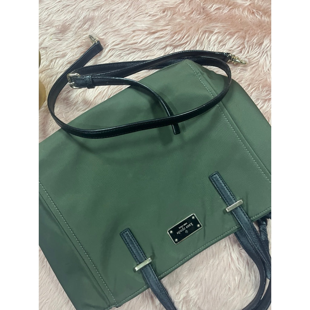 ORIG Preloved KS Dawn Medium Satchel Nylon Bag Olive Green