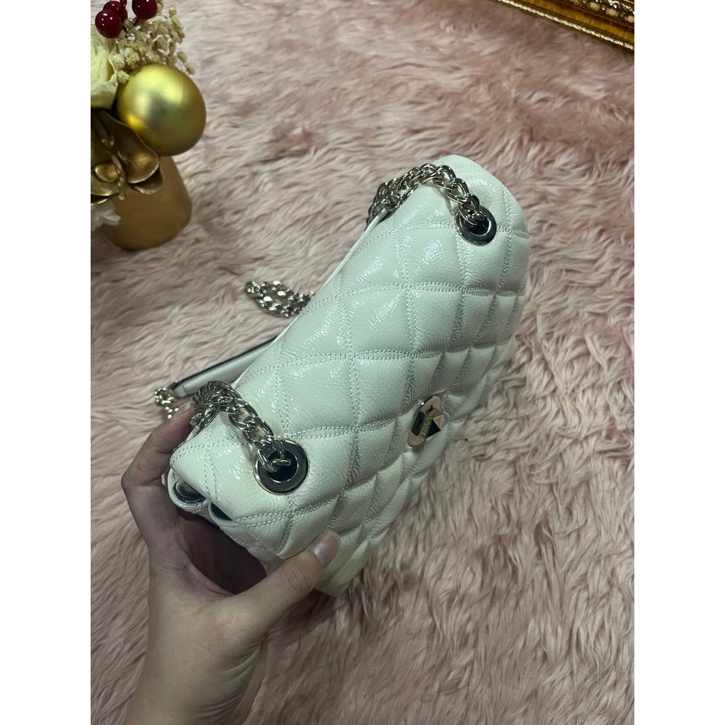 ORIG Preloved KS Natalia Quilted Small Flap Crossbody Bag in Parchment White