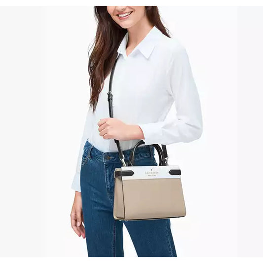 ORIG Preloved KS Staci Colorblock Small Satchel Beige Bag