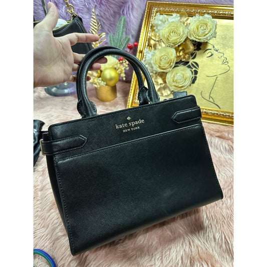 ORIG Preloved KS Staci Medium Satchel Black Bag