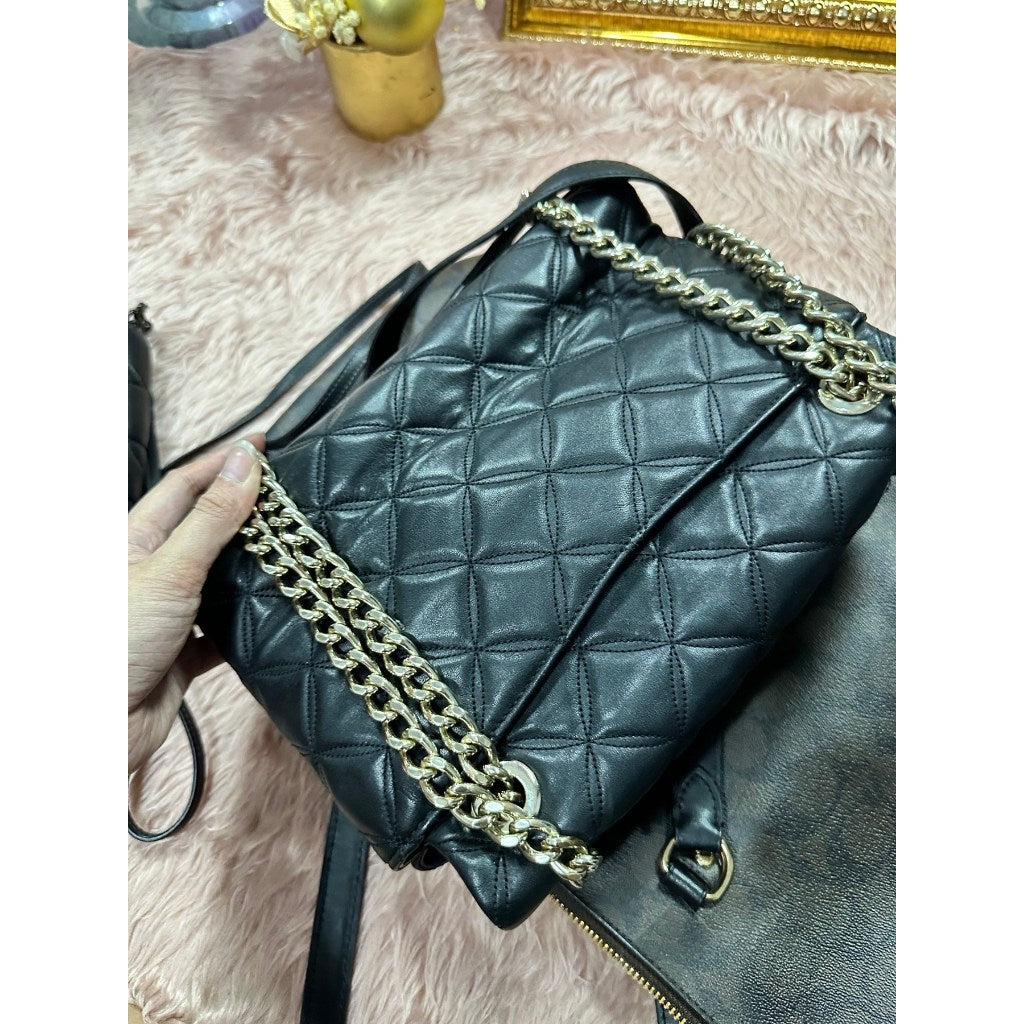 ORIG Preloved KS Natalia Smooth Quilted Medium Flap Black Bag