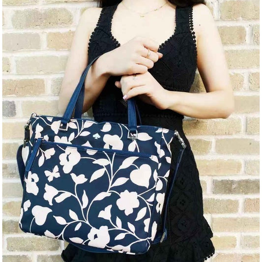ORIG Preloved KS Jae Garden Floral Vine Medium Satchel Nylon Bag