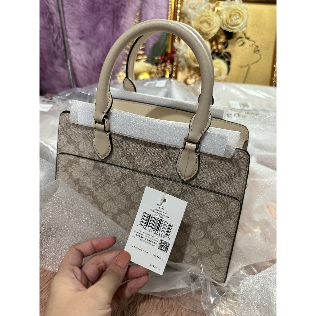 ORIG & IMPORTED KS Signature Spade Flower Small Satchel Bag Dark Beige