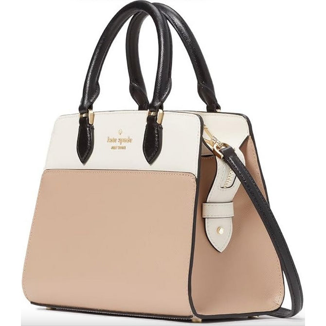ORIG & IMPORTED KS Madison Small Satchel Bag in Beige / Black