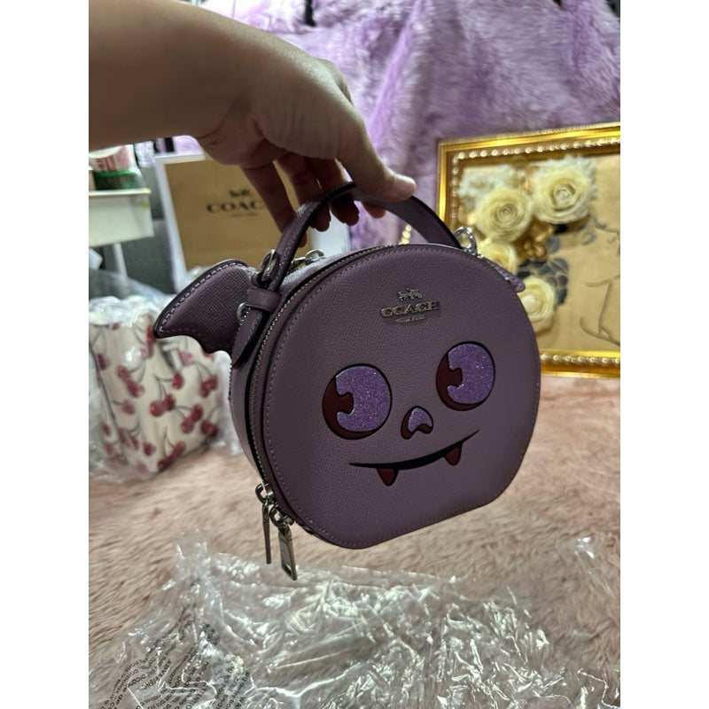 ORIG & IMPORTED CCH Canteen Crossbody Bag With Halloween Bat Purple Small Bag