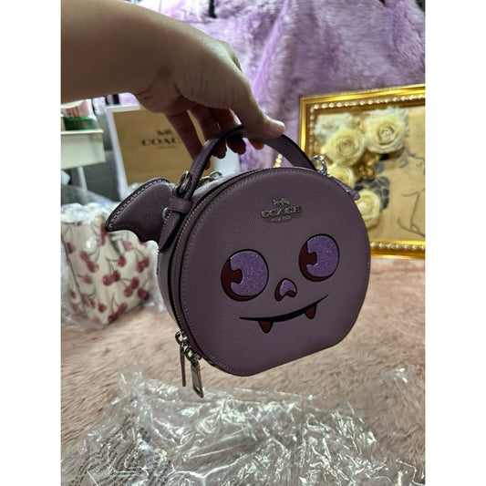 ORIG & IMPORTED CCH Canteen Crossbody Bag With Halloween Bat Purple Small Bag