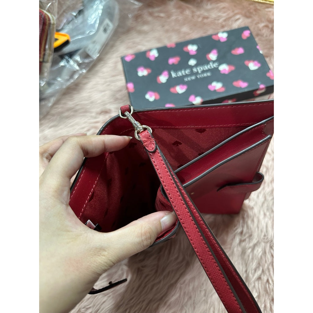 ORIG & IMPORTED Preloved KS Staci Heart Pop Printed Boxed Phone Wristlet Red Long Wallet