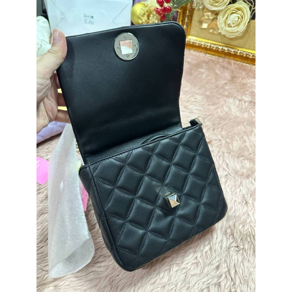 ORIG & IMPORTED KS Natalia Top Handle Square Quilted Black Bag