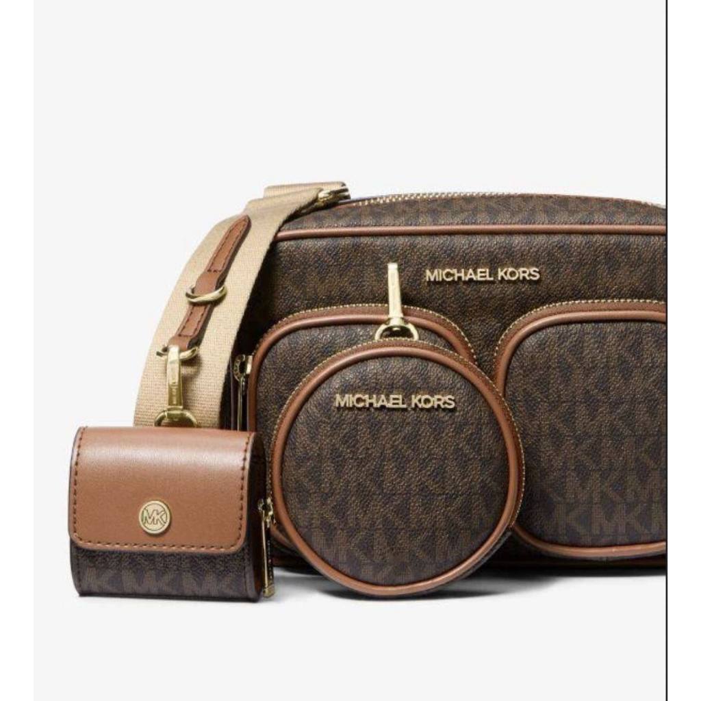 ORIG & IMPORTED MK Jet Set Medium Signature Logo Crossbody Brown Bag with Case for Airpods