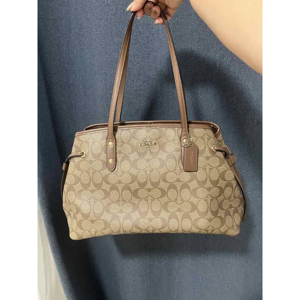 ORIG Preloved CCH Drawstring Carryall Large Tote Satchel Bag Khaki Brown