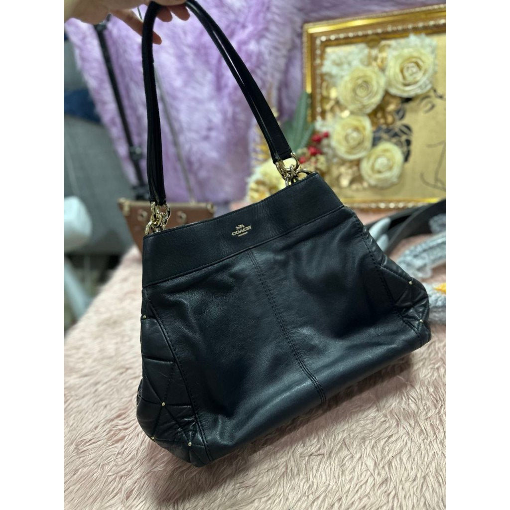 ORIG Preloved CCH Lexi Limited Edition Black Leather Quilted Stud Shoulder Bag