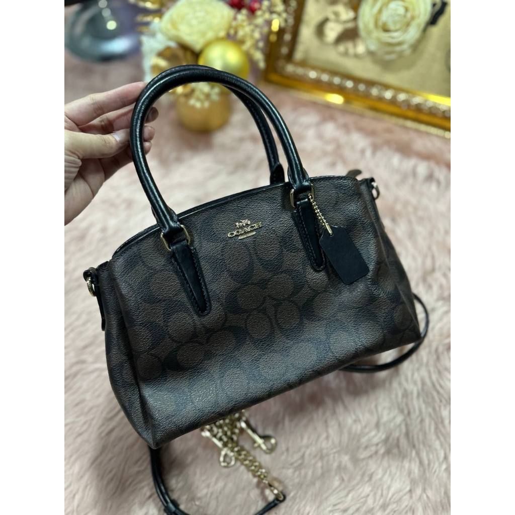 ORIG Preloved CCH Mini Sage Carryall Signature Brown Black Small Bag