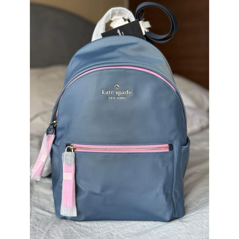 DISCONTINUED NO RESTOCK! ORIG & IMPORTED KS Chelsea Medium Backpack Black Nylon Bag Blue