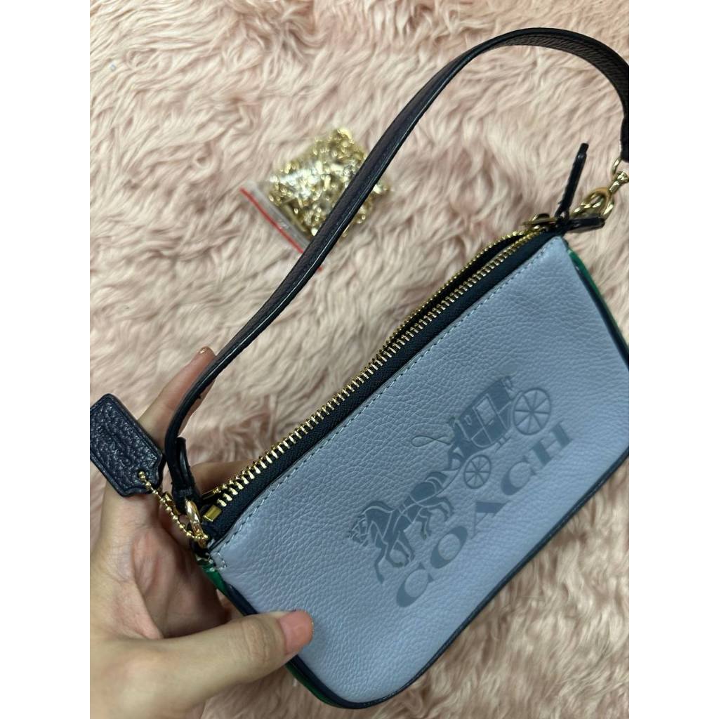 ORIG Preloved CCH Nolita 19 In Colorblock With Horse And Carriage Blue Small Bag
