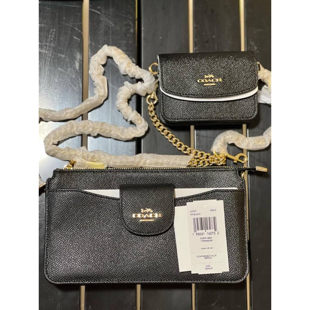 ORIG & IMPORTED CCH Poppy Crossbody Small Black Chain Bag with Wallet