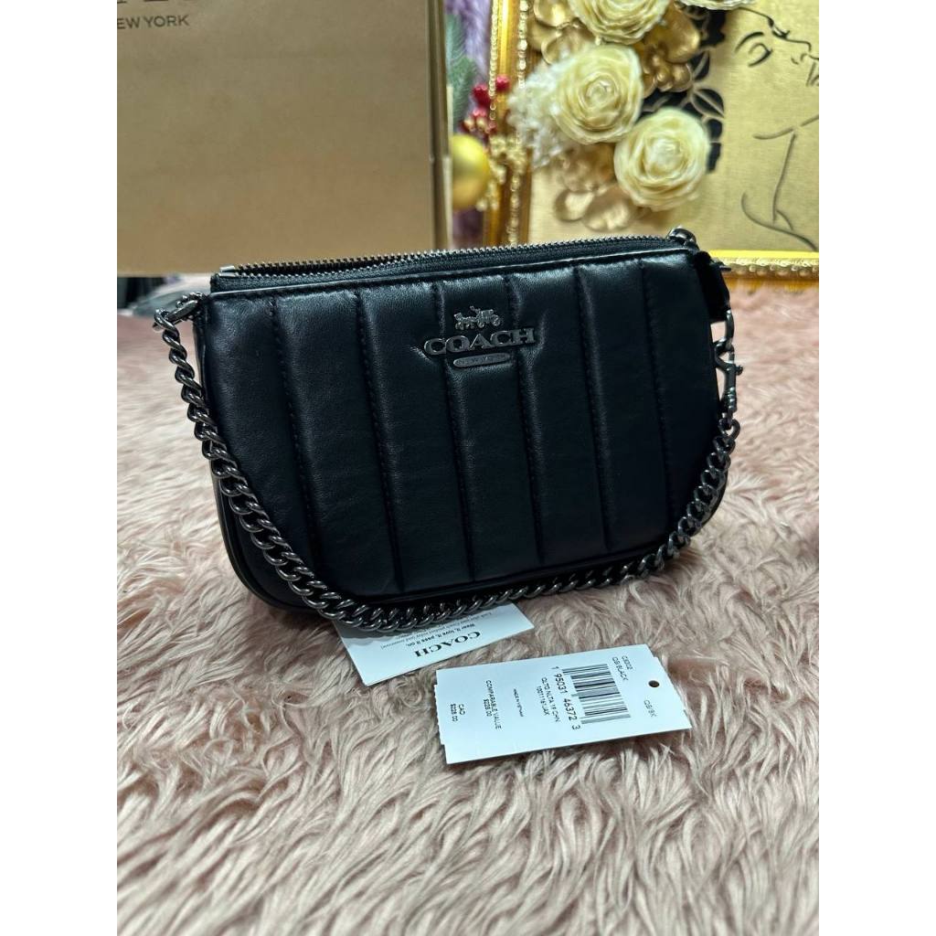 ORIG Preloved CCH Nolita 19 With Chain With Linear Quilting Black Bag