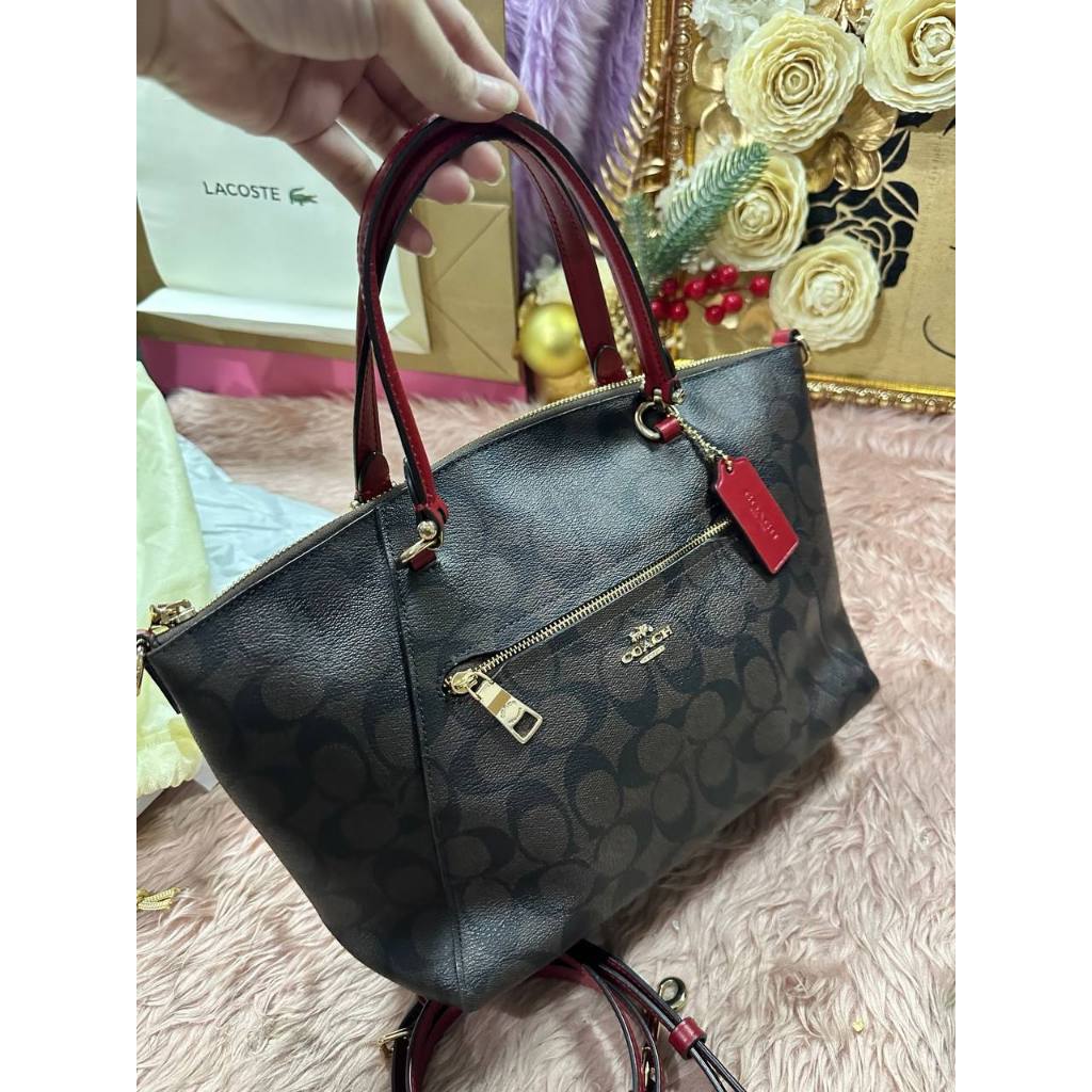 ORIG Preloved CCH Prairie Satchel In Signature Canvas Brown/Red Bag